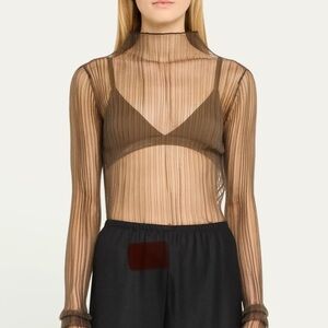 Aisling Camps Sheer Brown Long Sleeve Top